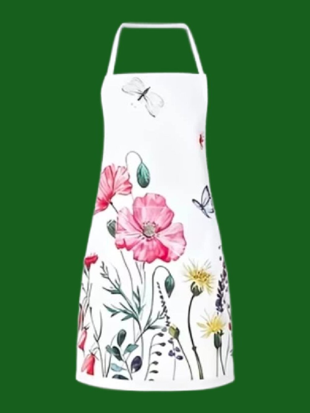 White / Pink Floral Apron Kitchen BBQ Baking Crafting Gardening NWT